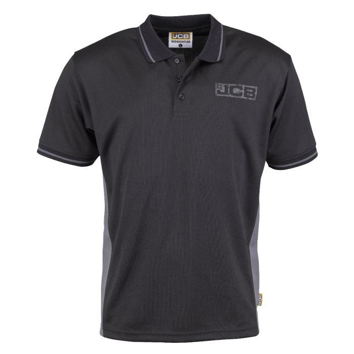 JCB Trade Performance Polo Shirt - Black/ Grey