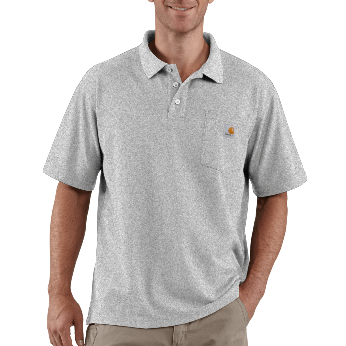 Carhartt Loose Fit Midweight Short-Sleeve Pocket Polo Shirt - Heather Grey