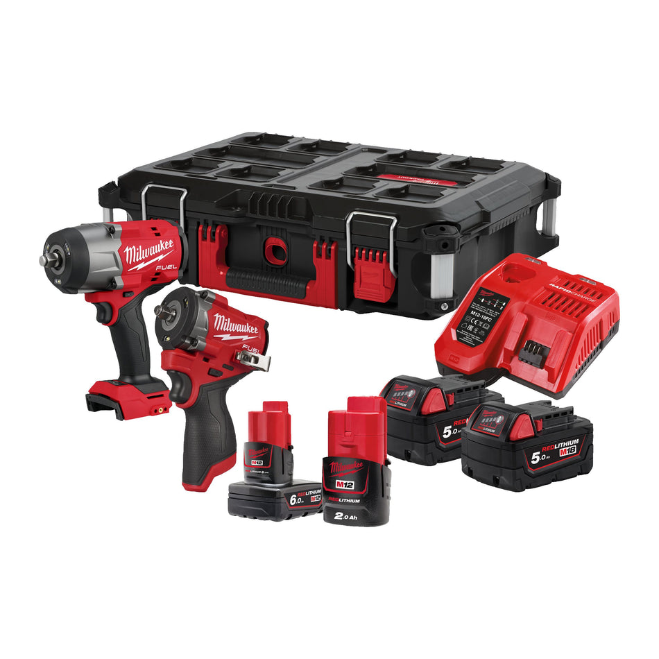 Milwaukee M18 & M12 FUEL™ Impact Wrench Twin Power Pack - M18 FPP2AQ2-564P
