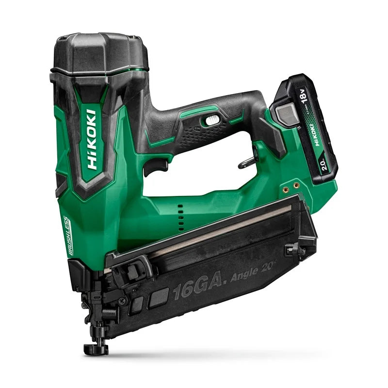Hikoki 18v 16GA Brushless Angled Finish Nailer Kit - 2x2.0Ah - NT1865DMB-JXZ