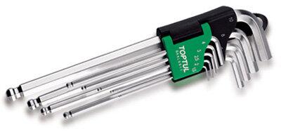Toptul Long Ball Hex Key Set - 9pc 1.5-10mm - QGAAL0916