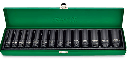 Toptul 1/2"Dr Deep Impact Socket Set - 14Pc 10-32mm - QGDAD1401