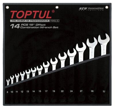 Toptul 14 Piece Comb Spanner Set - 8-32mm - QGPAB1402