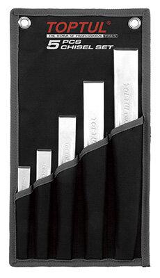 Toptul 5 Piece Ribbed Flat Chisel Set in Wallet - QGPAQ0504