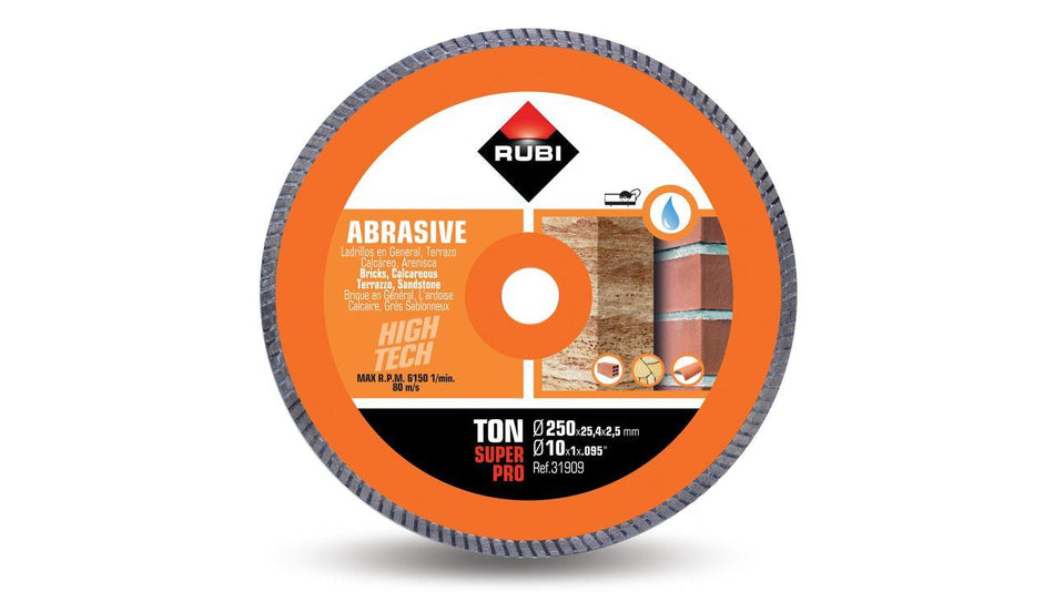 Rubi TON-250 SuperPro Turbo Abrasive Materials Diamond Blade 250 x 25.4mm – 31909