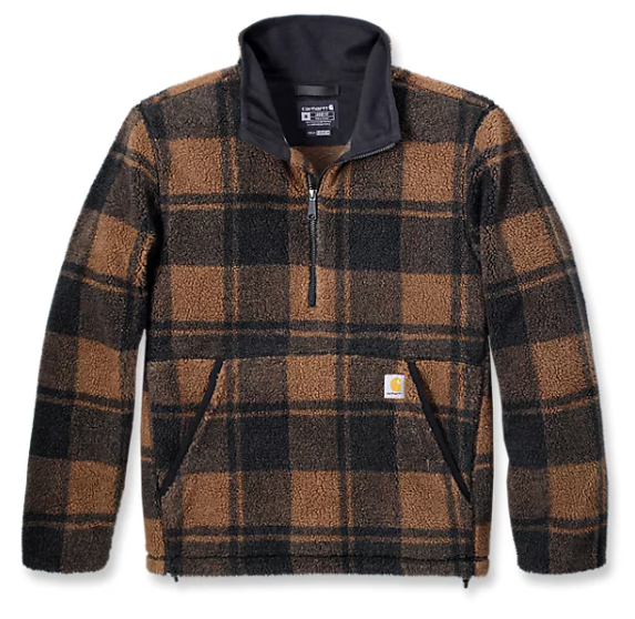 Carhartt OJ6443 Loose Fit Fleece Pullover - Carhartt Brown/Black Plaid