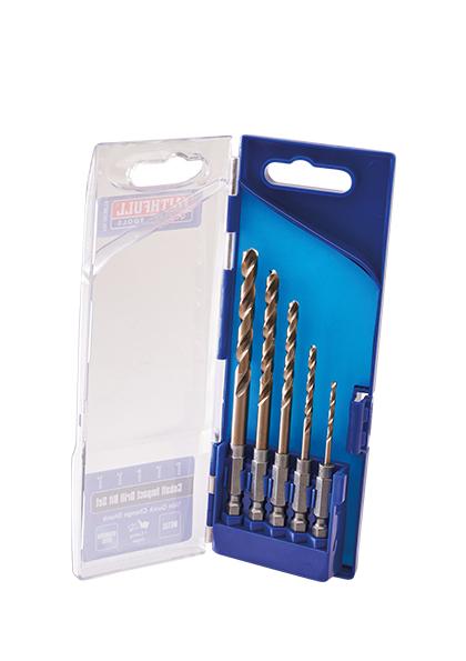 Faithfull 5 Piece Quick Change HSS Cobalt Impact Drill Bit Set (2 to 6mm)