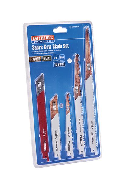 Faithfull 15 Piece Reciprocating Sabre Saw Blade Set