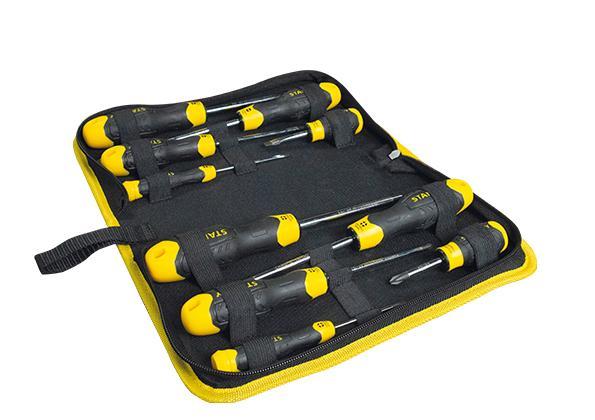 Stanley 10 Piece Cushion Grip Screwdriver Set in Wallet