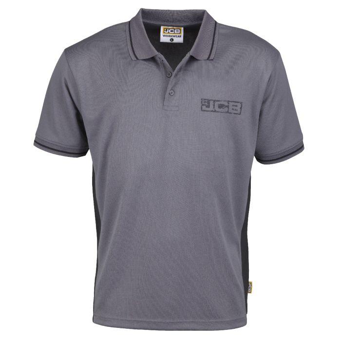 JCB Trade Performance Polo Shirt - Grey/ Black