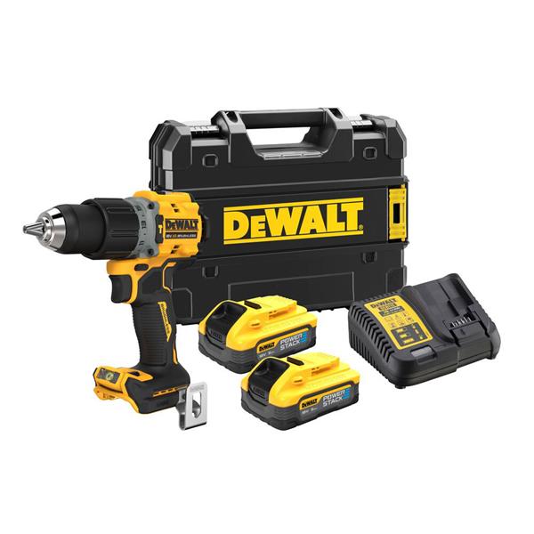 DeWALT 18v XR POWERSTACK Brushless Hammer Drill Driver - 2 x 5Ah - DCD805H2T-GB