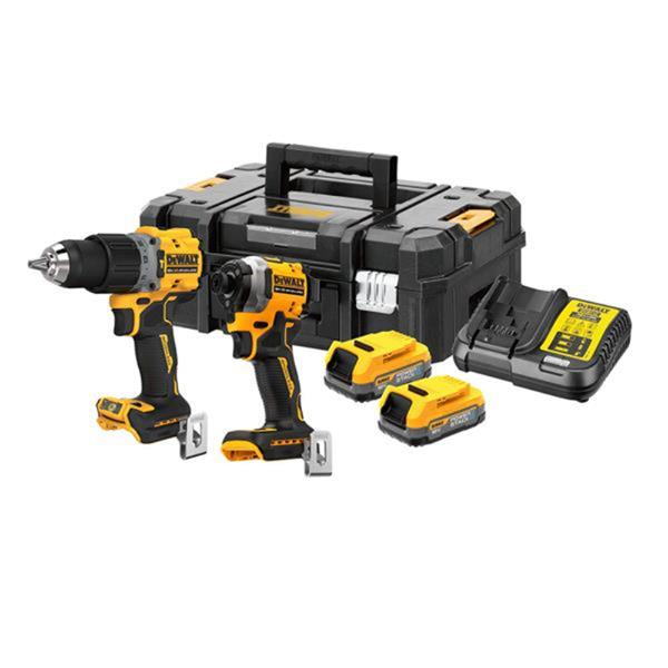 DeWALT 18V XR Brushless G3 Compact Twin Kit (DCD805 + DCF850) - 2 x Compact Powerstack Batteries - DCK2050E2T-GB