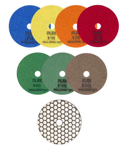 Rubi 100mm Dry Polishing Diamond Pads
