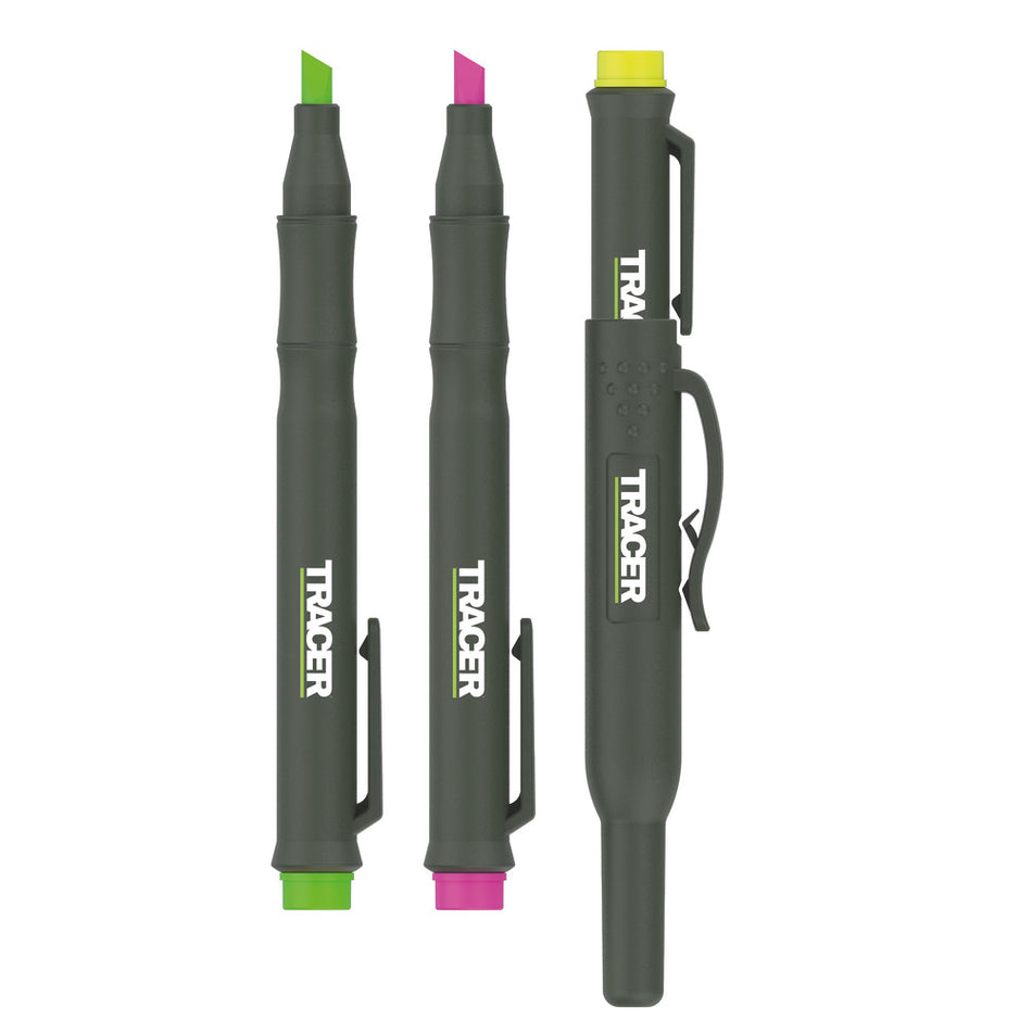 Tracer Fluorescent Highlighter Kit 3pk - Yellow, Pink, Green c/w Site Holsters