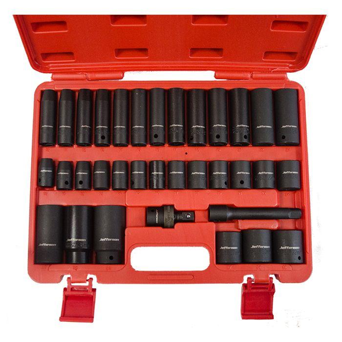 Jefferson 34 Piece 1/2" Impact Socket Set