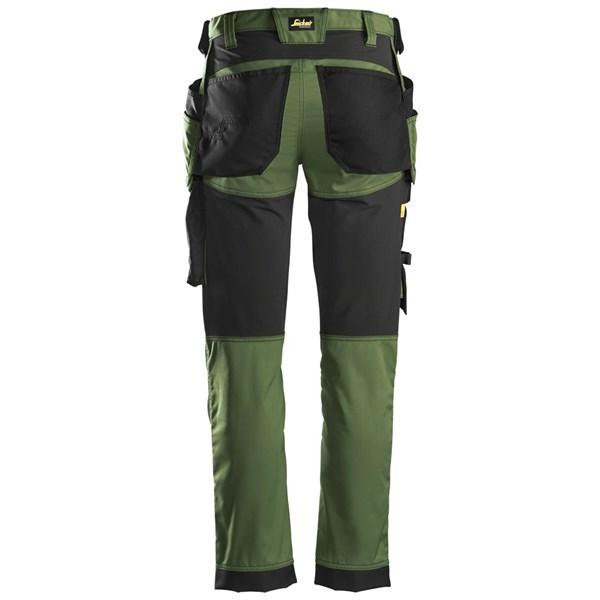 Snickers Stretch Slim Fit Trousers with Holster Pockets - 6241 - Khaki Green/ Black