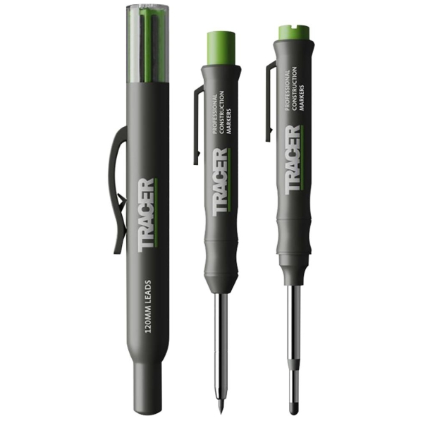 Tracer Deep Hole Construction Pencil and Permanent Marker Set with Replacement Leads