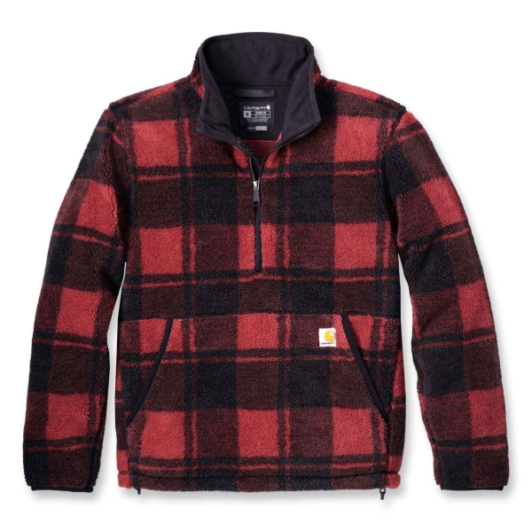 Carhartt OJ6443 Loose Fit Fleece Pullover - Crabapple/Black Plaid